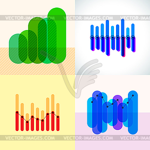 Infographics set with overlapping bars - color vector clipart