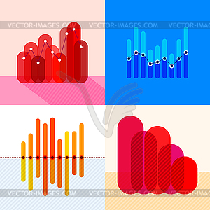 Infographics set with overlapping bars - vector clip art