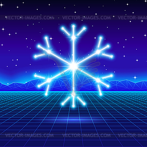 Рождественская открытка с неоновой снежинки 80 - векторизованный клипарт