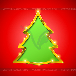 Christmas tree card with golden border - vector clipart / vector image