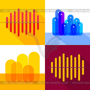 Infographics set with overlapping bars - color vector clipart