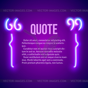 Retro neon glowing quote marks frame - vector clipart / vector image