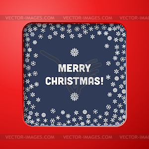 Scattered snowflakes under retro frame - vector clip art