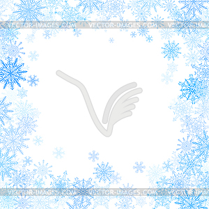 Rectangular frame with small blue snowflakes - vector clipart / vector image