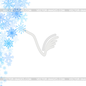 Новогодняя рамка с маленькими голубыми снежинками - векторное изображение клипарта