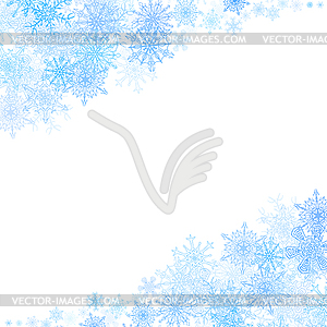 Christmas frame with small blue snowflakes - vector clipart
