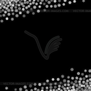 Snowfall with random snowflakes in dark - vector clip art