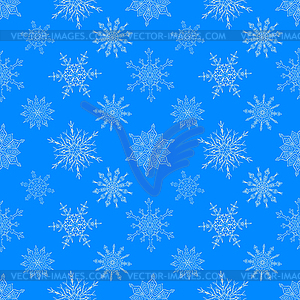 Seamless Christmas blue pattern with drawn - vector clip art