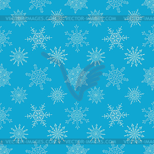 Seamless Christmas blue pattern with drawn - vector image