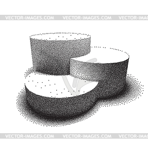 3D pedestal made with dotwork style - vector clipart