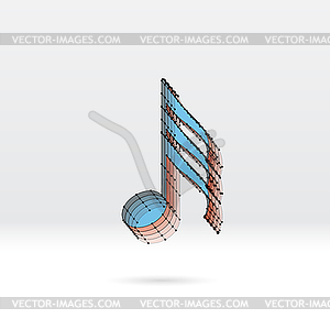 Transparent music note with dotted scheme - vector image