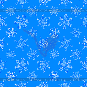 Seamless Christmas blue pattern with drawn - vector image