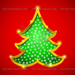 Christmas tree card with golden border - royalty-free vector image