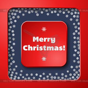 Scattered snowflakes under retro frame - vector image