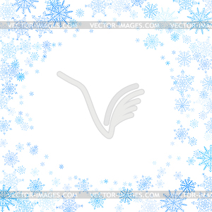 Round frame with small blue snowflakes - vector clipart