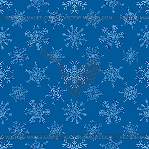 Seamless Christmas blue pattern with drawn - vector clip art