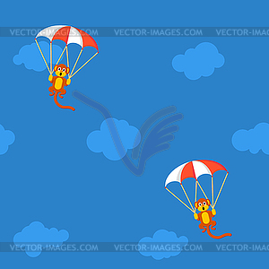 Pattern of monkeys with parachute - vector clip art