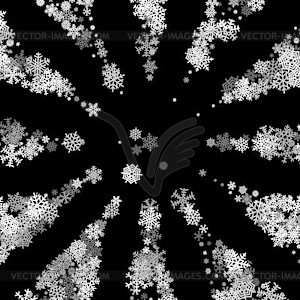 Snowfall with random snowflakes in dark - vector clipart