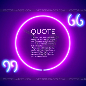 Retro neon glowing quote marks frame - vector EPS clipart