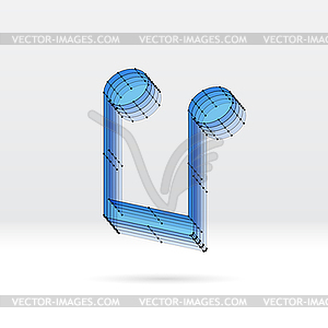 Transparent music note with dotted scheme - vector image