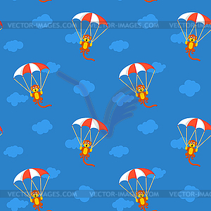 Pattern of monkeys with parachute - vector clip art