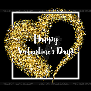 Glitter heart square frame for Valentines Day - vector clipart