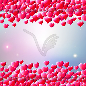 Valentines Day background with scattered gem hearts - stock vector clipart