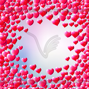 Valentines Day background with scattered gem hearts - vector clipart