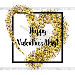 Glitter heart square frame for Valentines Day - vector clipart