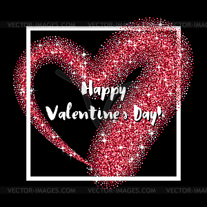 Glitter heart square frame for Valentines Day - vector image