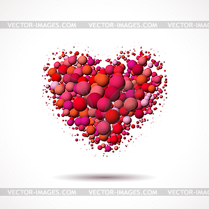 Valentine`s Day card with heart made of scattered - vector clip art