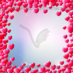 Valentines Day background with scattered gem hearts - vector clip art