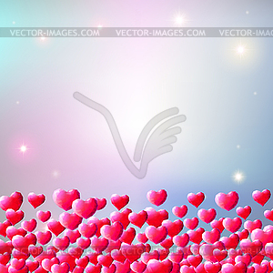 День Святого Валентина фон с сердца, разбросанных драгоценных - векторное изображение EPS