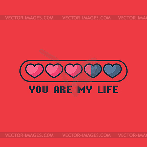 Valentine`s Day status bar with flat hearts - vector image