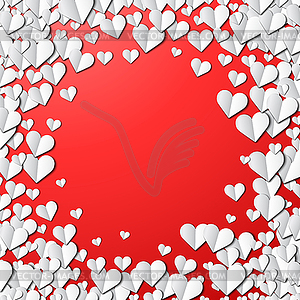 Valentines Day card with cut paper hearts - vector clipart