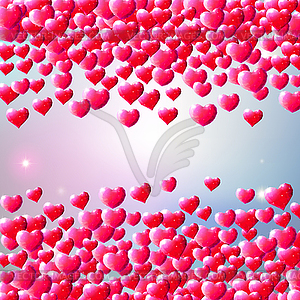 Valentines Day background with scattered gem hearts - vector clip art