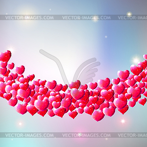 Valentines Day background with scattered gem hearts - vector clip art