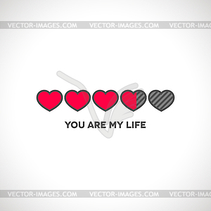 Valentine`s Day status bar with flat hearts - vector clip art