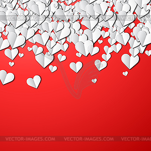 Valentines Day card with cut paper hearts - vector clip art