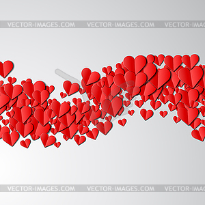 Valentines Day card with cut paper hearts - vector clipart