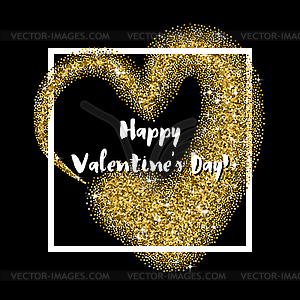 Glitter heart square frame for Valentines Day - vector image