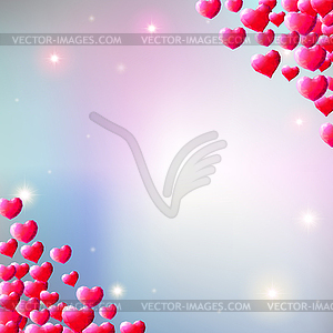 Valentines Day background with scattered gem hearts - vector clipart / vector image