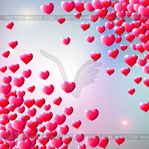 Valentines Day background with scattered gem hearts - vector clipart