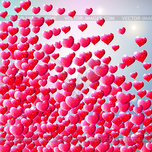 Valentines Day background with scattered gem hearts - vector clip art