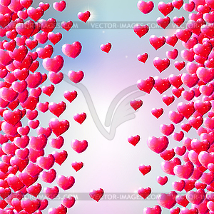 Valentines Day background with scattered gem hearts - vector EPS clipart