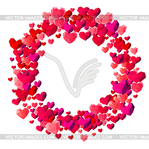 Valentines Day background with scattered triangle - vector image