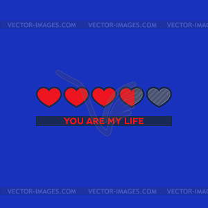 Valentine`s Day status bar with flat hearts - vector image