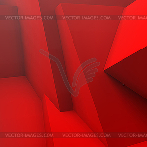 Abstract background with overlapping red cubes - vector clipart