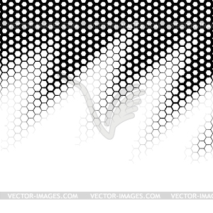 Background with gradient of black and white hexagons - royalty-free vector image