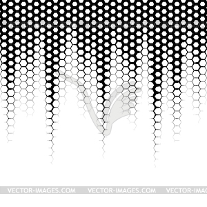 Background with gradient of black and white hexagons - vector image